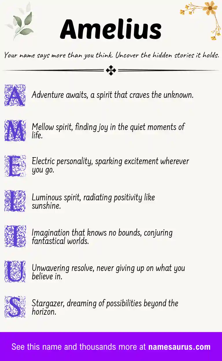 Acrostic poem about Amelius.