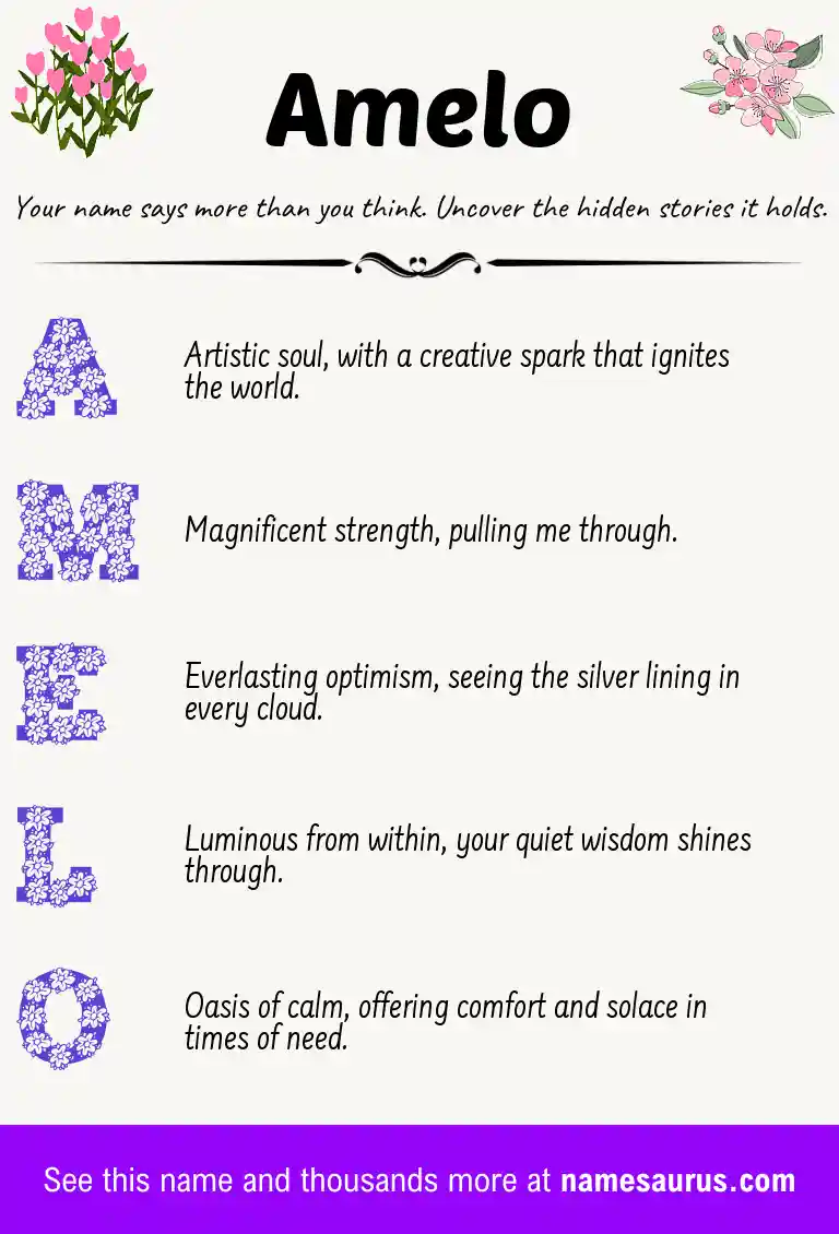 Acrostic poem about Amelo.