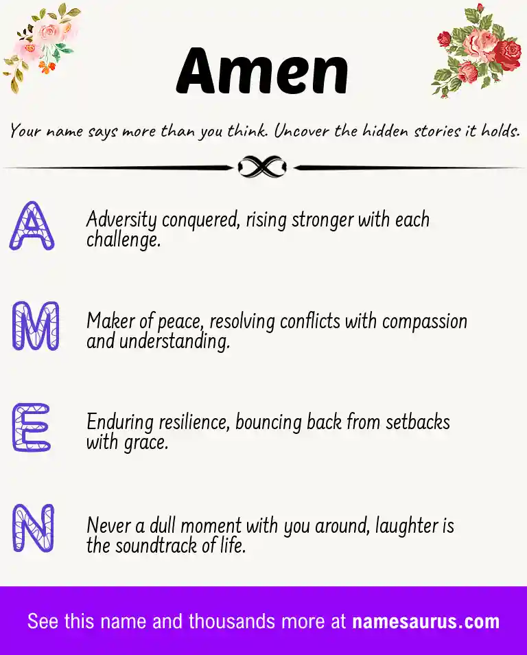 Acrostic poem about Amen.