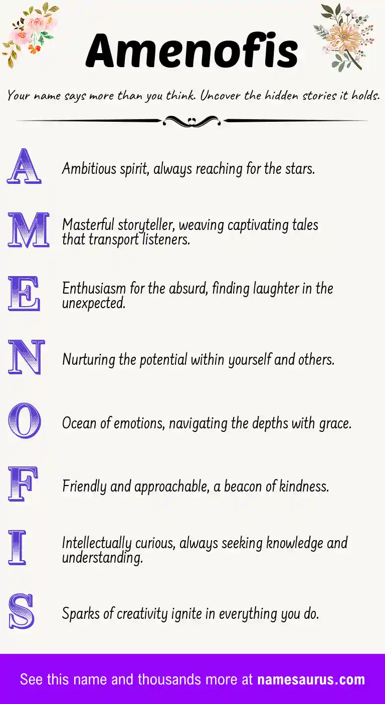 Acrostic poem about Amenofis.