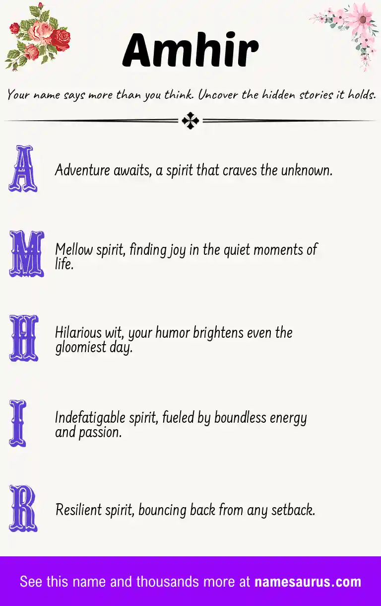 Acrostic poem about Amhir.