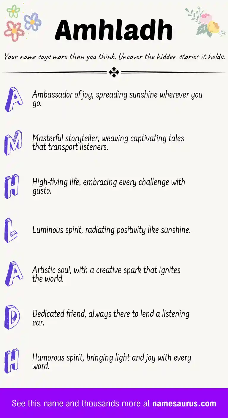 Acrostic poem about Amhladh.