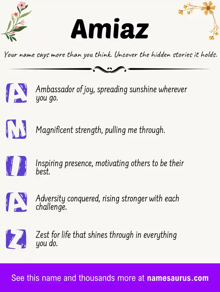 Acrostic poem about Amiaz.