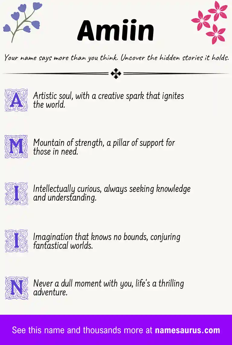 Acrostic poem about Amiin.