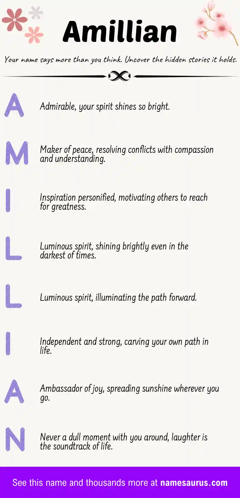 Acrostic poem about Amillian.