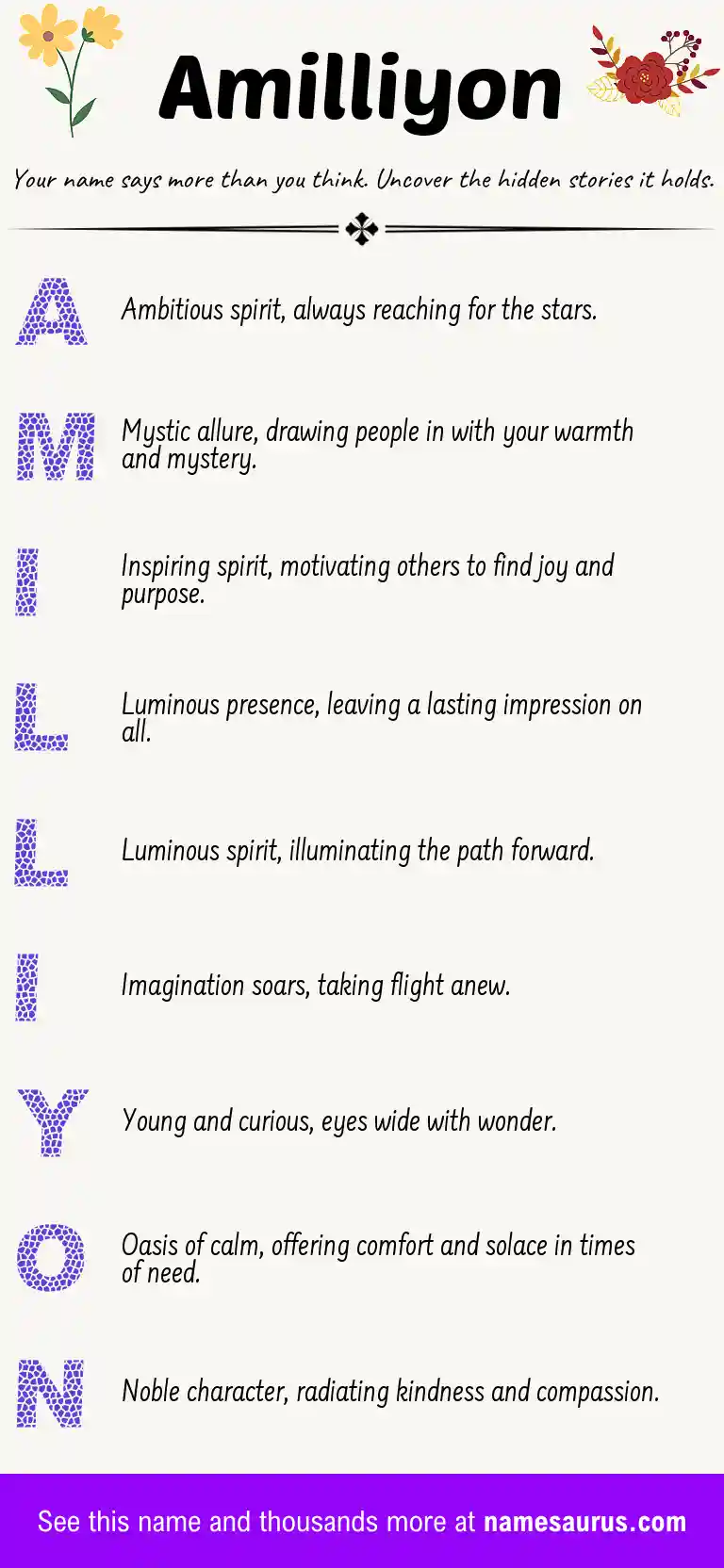 Acrostic poem about Amilliyon.