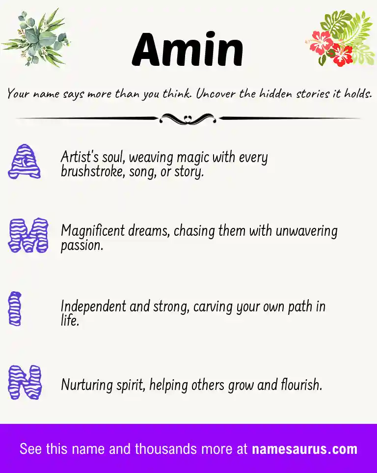 Acrostic poem about Amin.