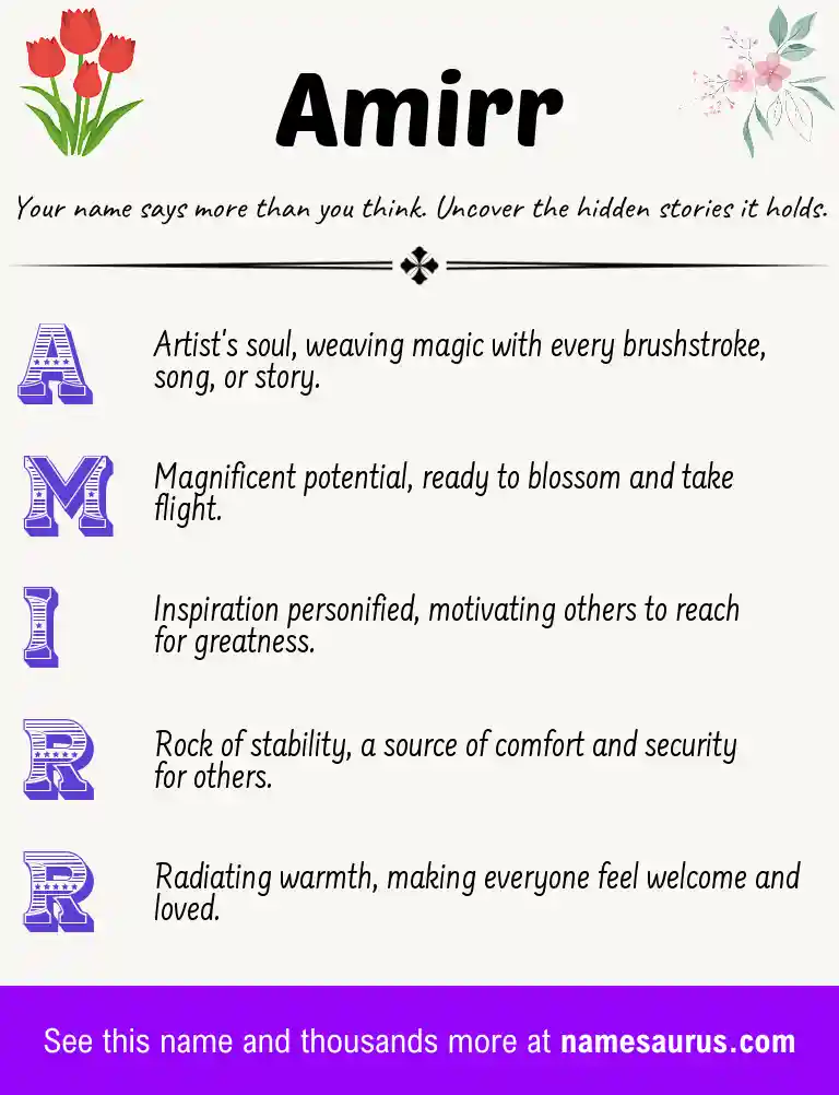 Acrostic poem about Amirr.