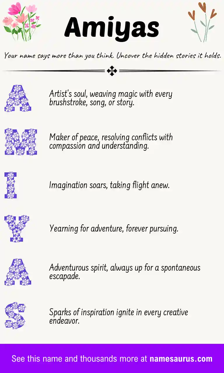 Acrostic poem about Amiyas.