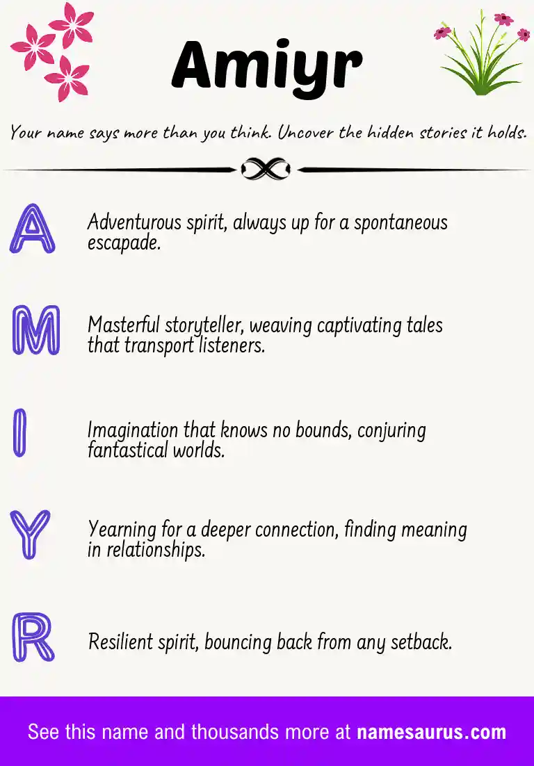 Acrostic poem about Amiyr.