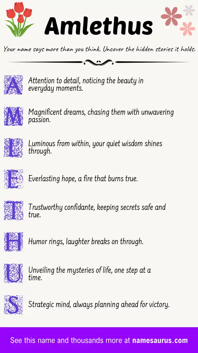 Acrostic poem about Amlethus.