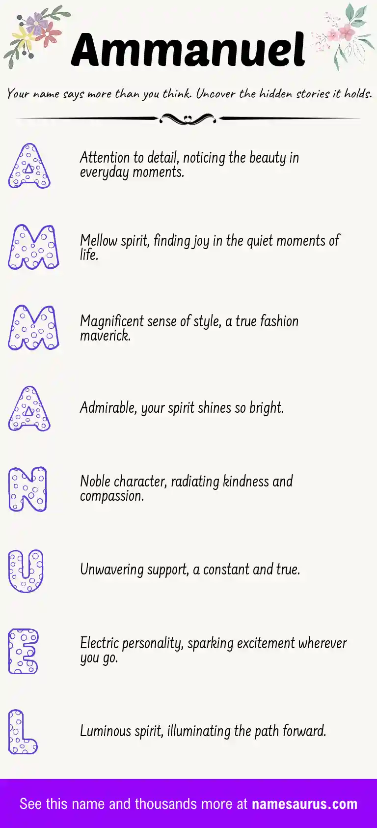 Acrostic poem about Ammanuel.