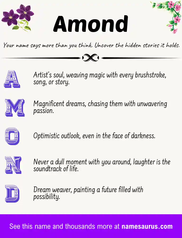Acrostic poem about Amond.