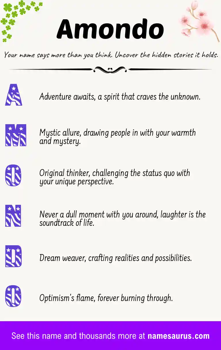 Acrostic poem about Amondo.