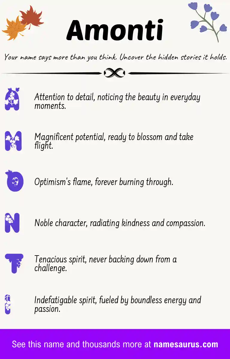 Acrostic poem about Amonti.