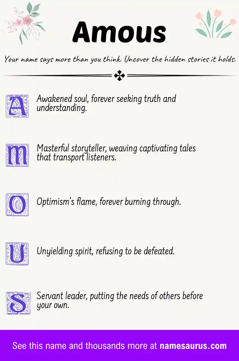 Acrostic poem about Amous.