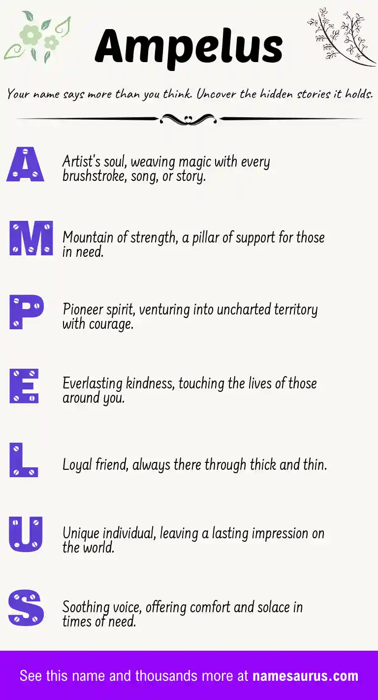 Acrostic poem about Ampelus.