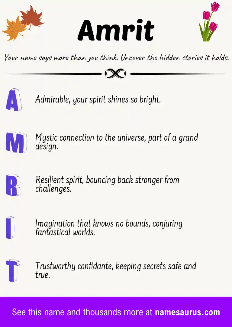 Acrostic poem about Amrit.