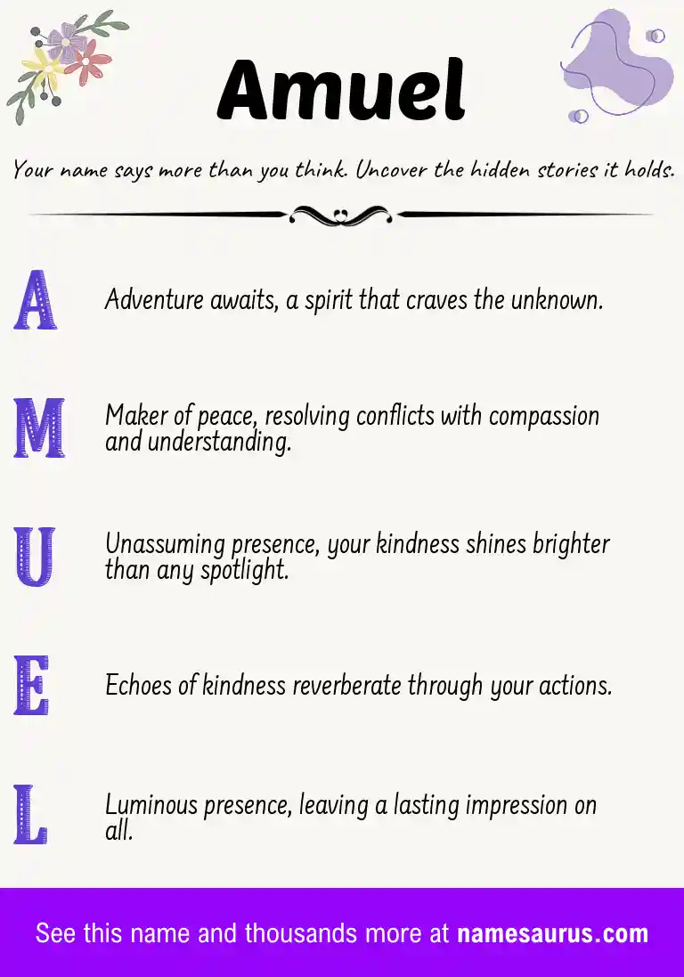 Acrostic poem about Amuel.