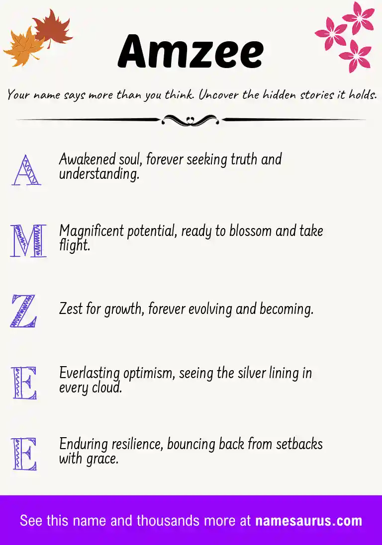 Acrostic poem about Amzee.