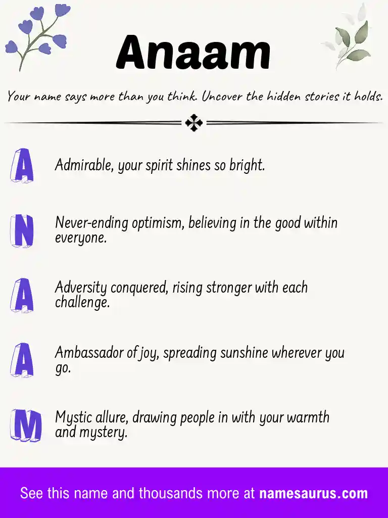 Acrostic poem about Anaam.