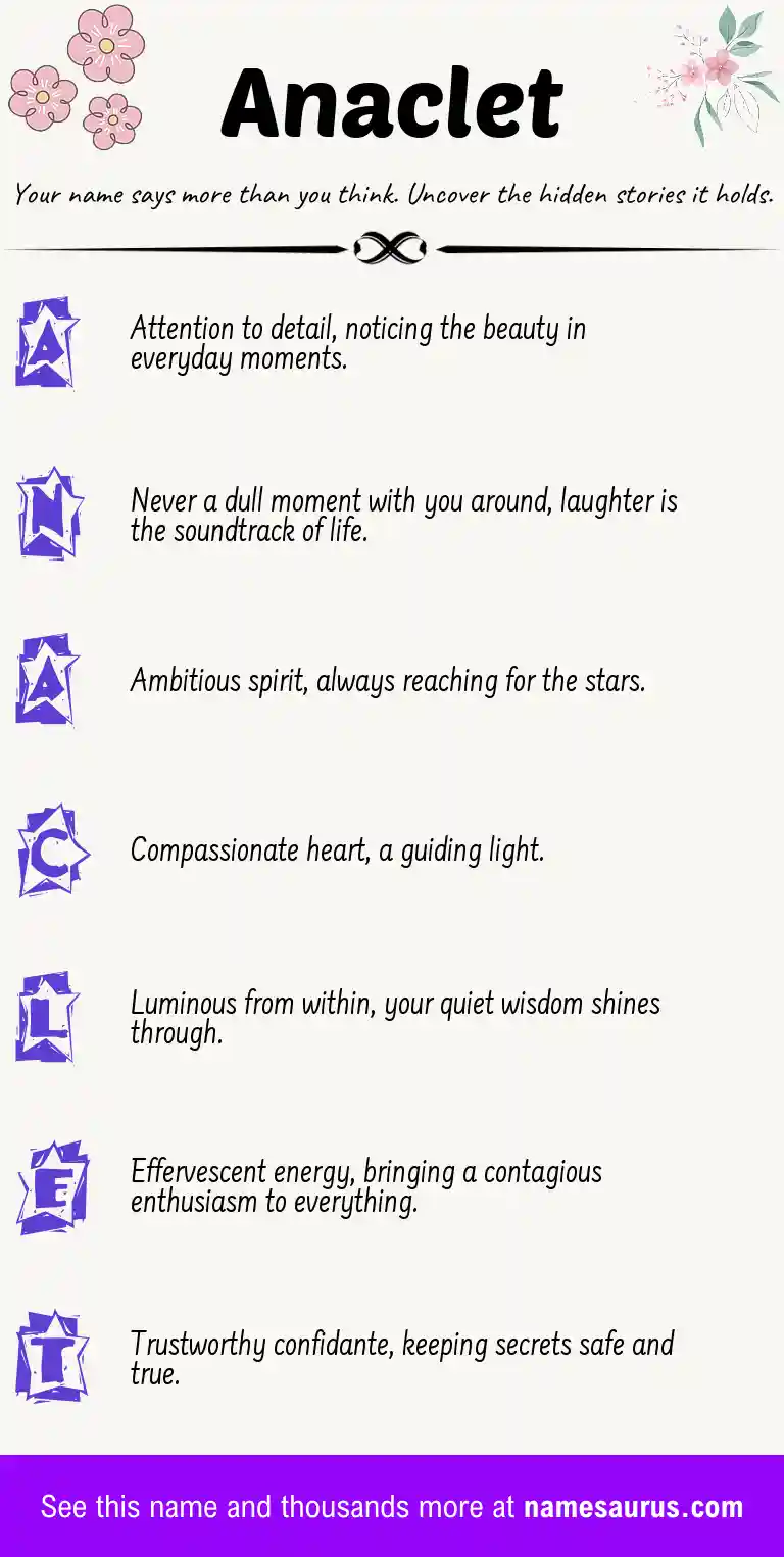 Acrostic poem about Anaclet.