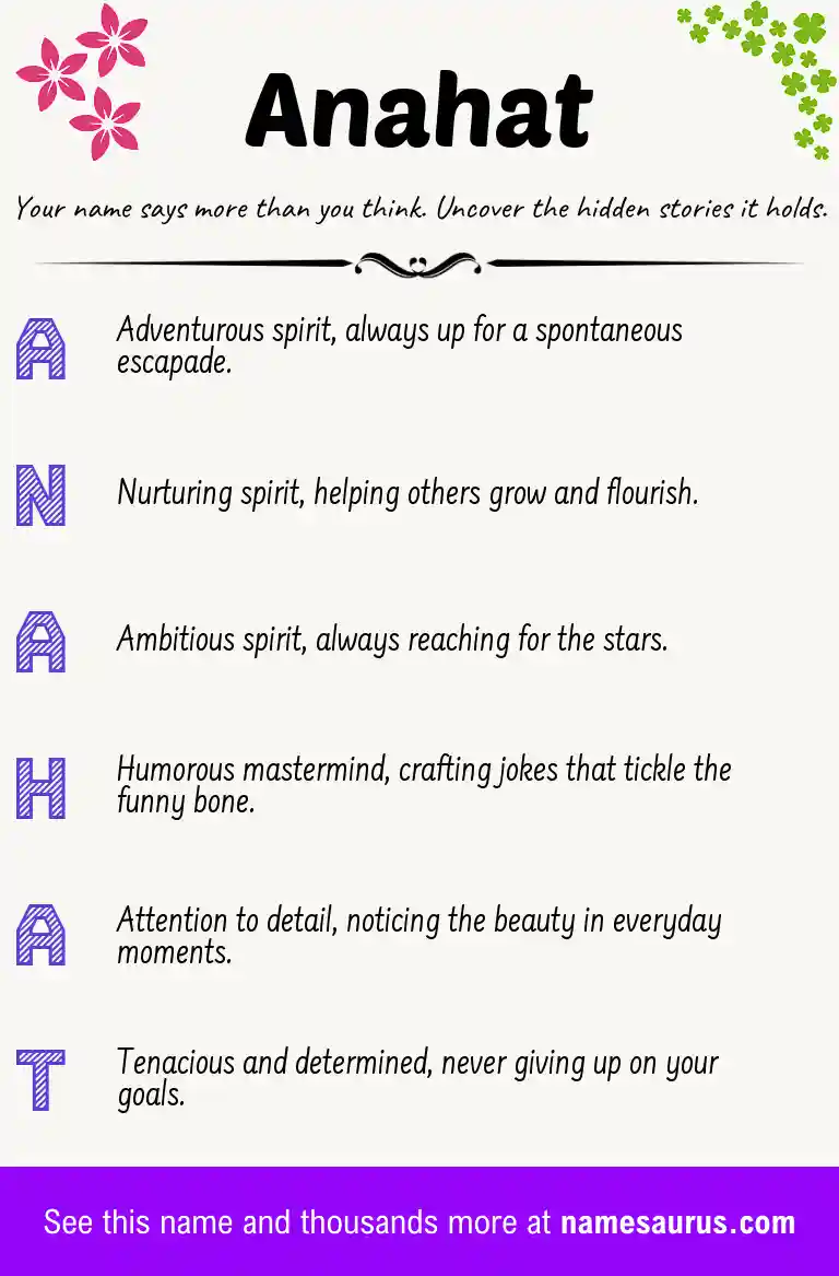 Acrostic poem about Anahat.