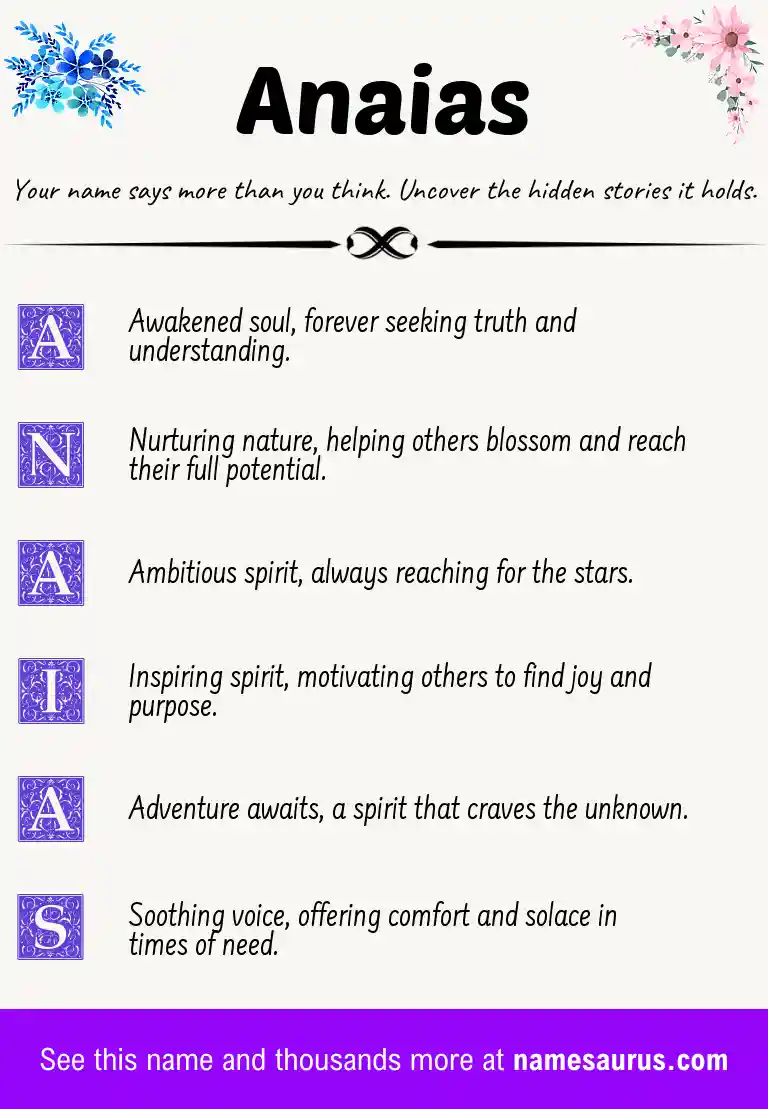 Acrostic poem about Anaias.