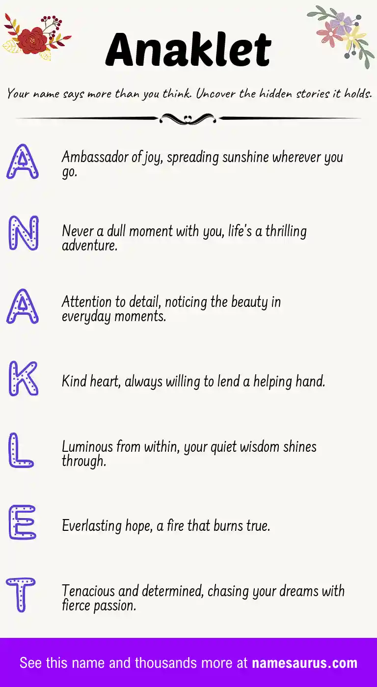 Acrostic poem about Anaklet.
