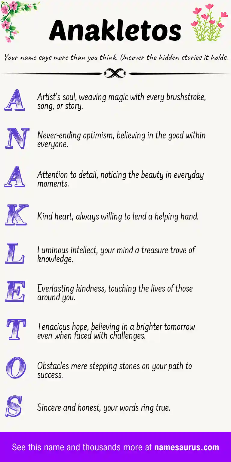 Acrostic poem about Anakletos.