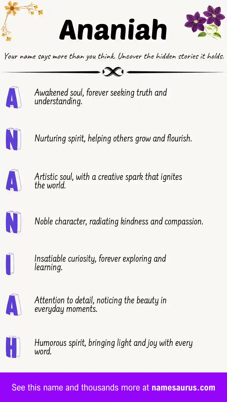 Acrostic poem about Ananiah.