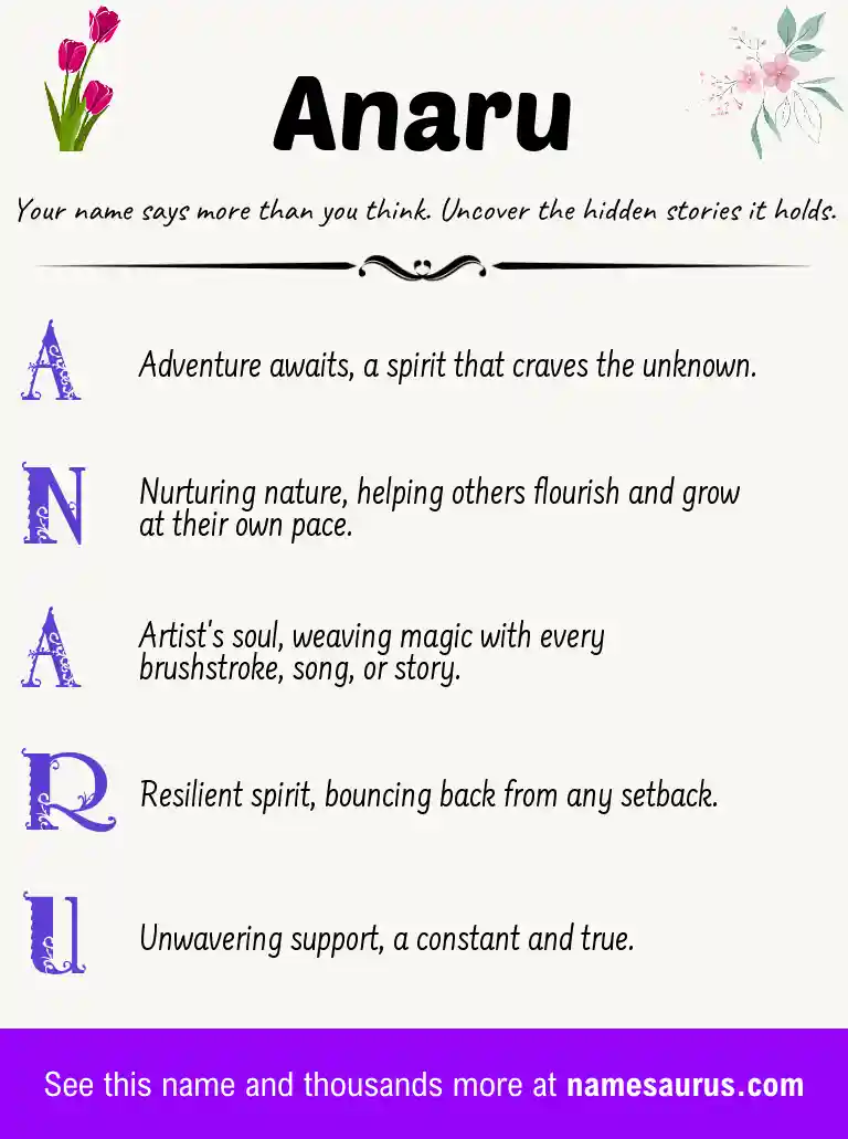 Acrostic poem about Anaru.