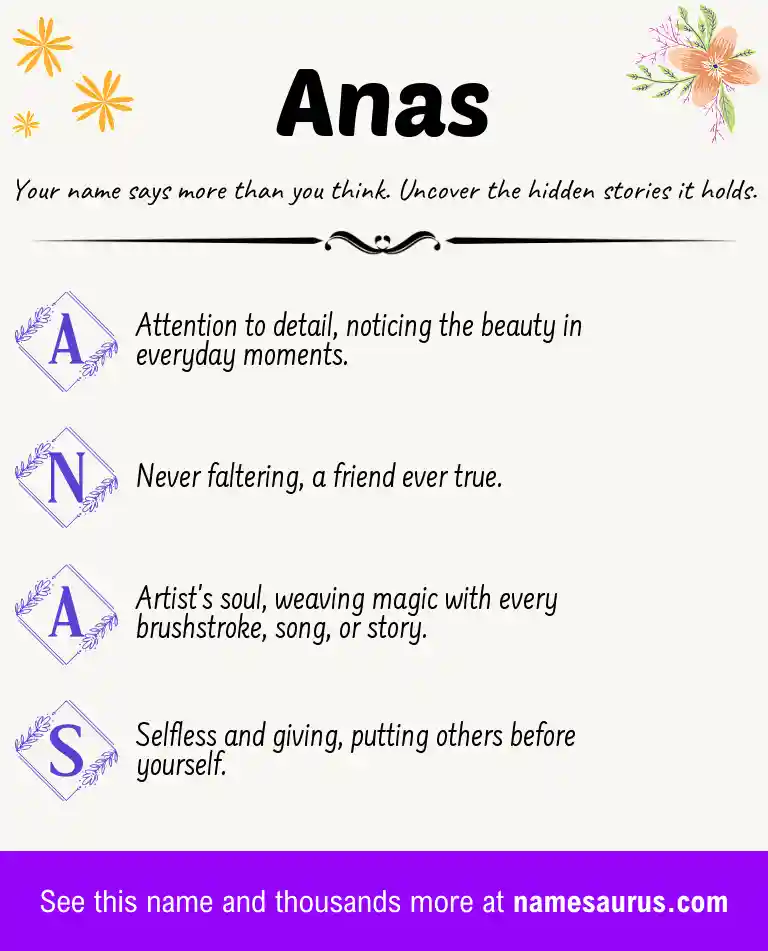 Acrostic poem about Anas.