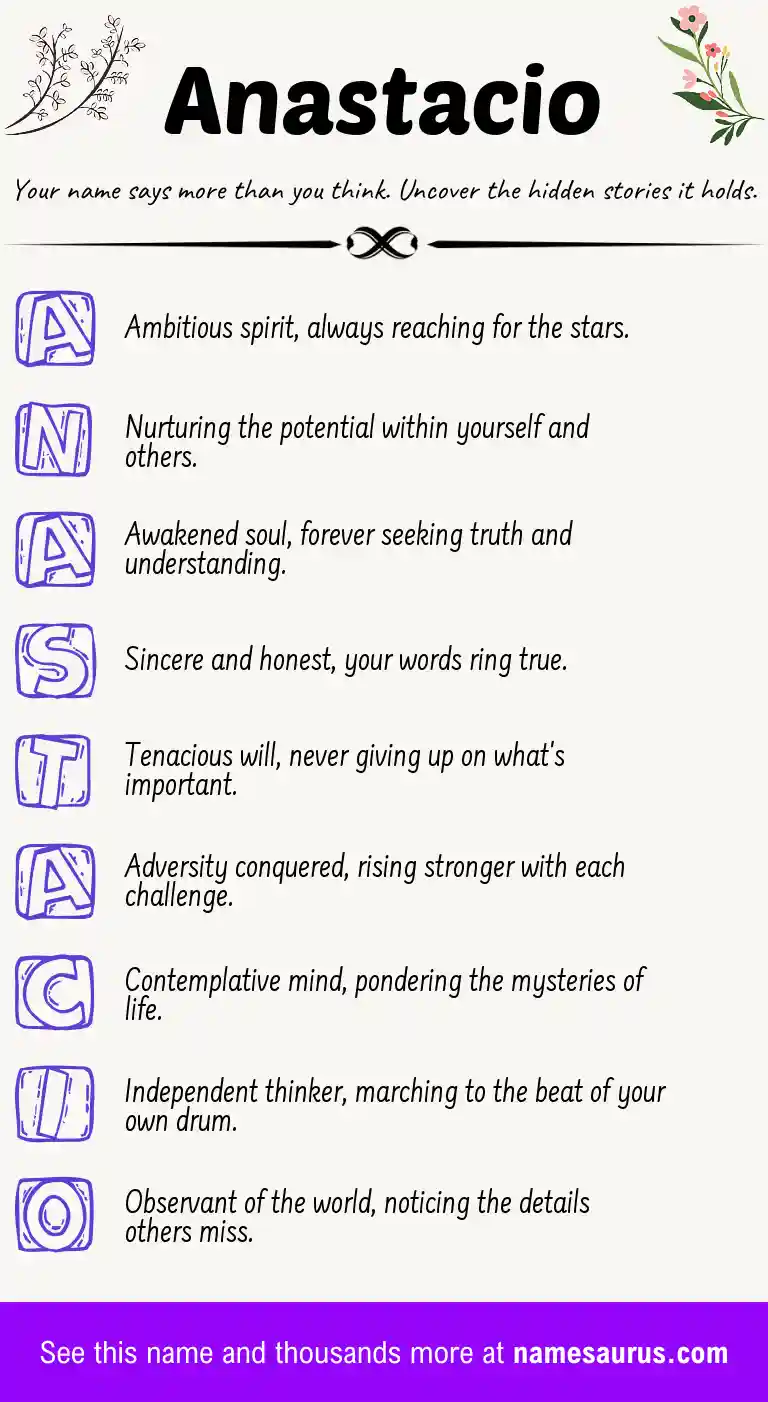 Acrostic poem about Anastacio.