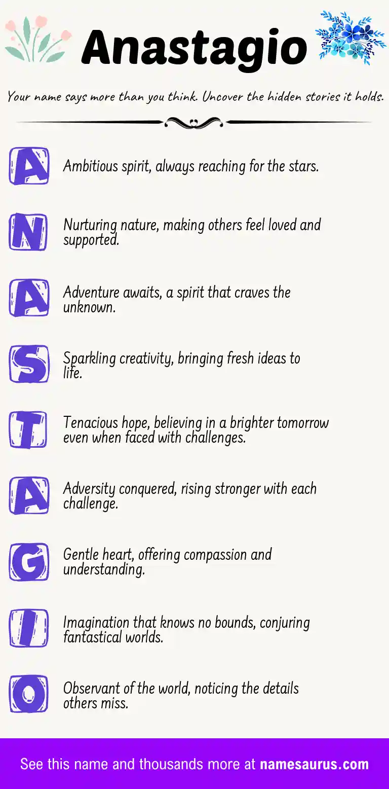 Acrostic poem about Anastagio.