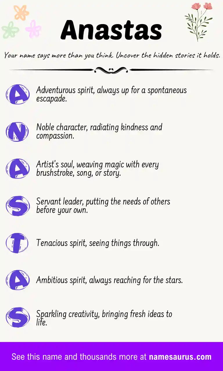 Acrostic poem about Anastas.