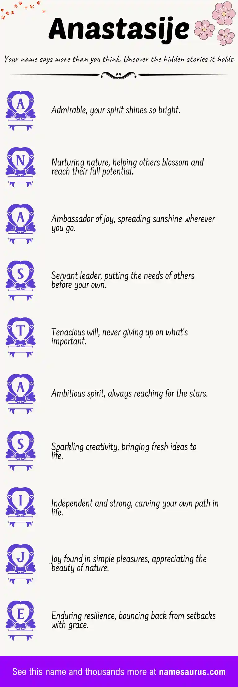 Acrostic poem about Anastasije.