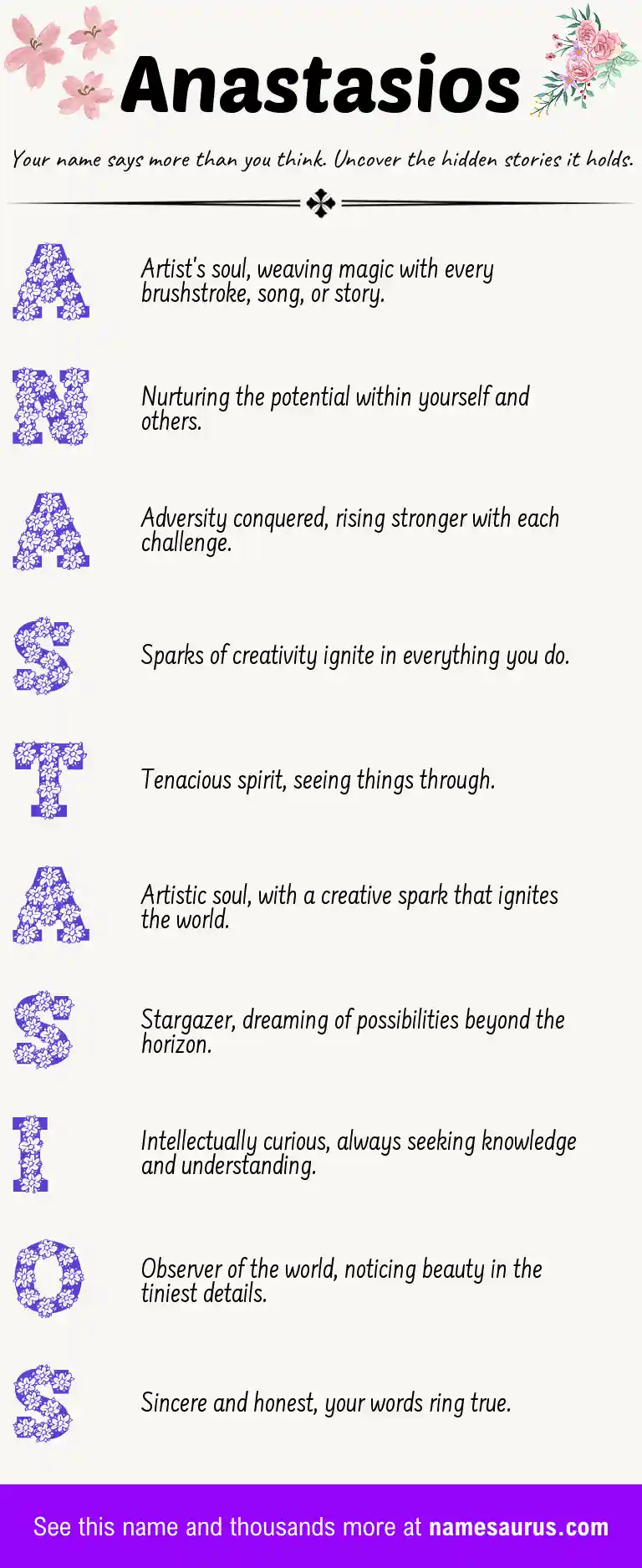 Acrostic poem about Anastasios.