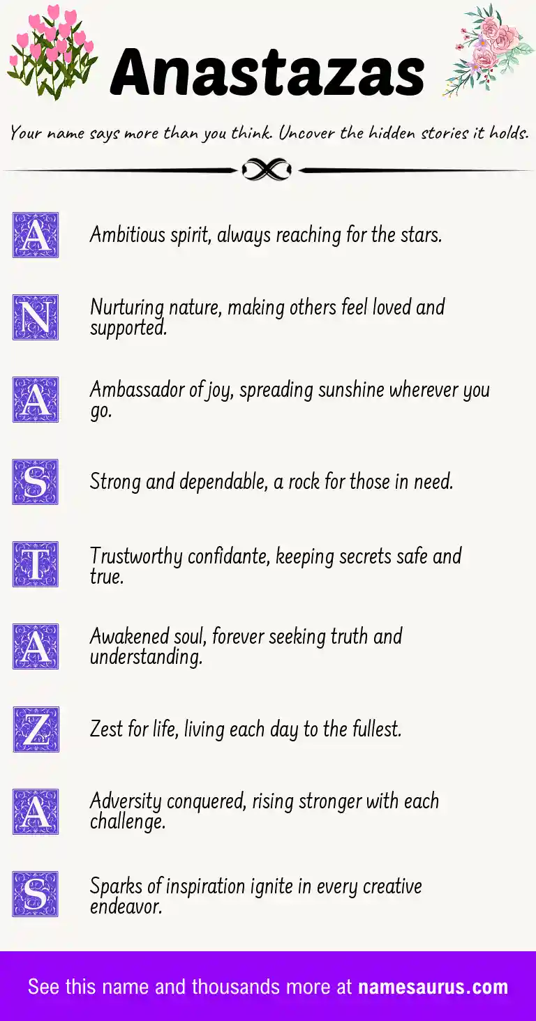 Acrostic poem about Anastazas.