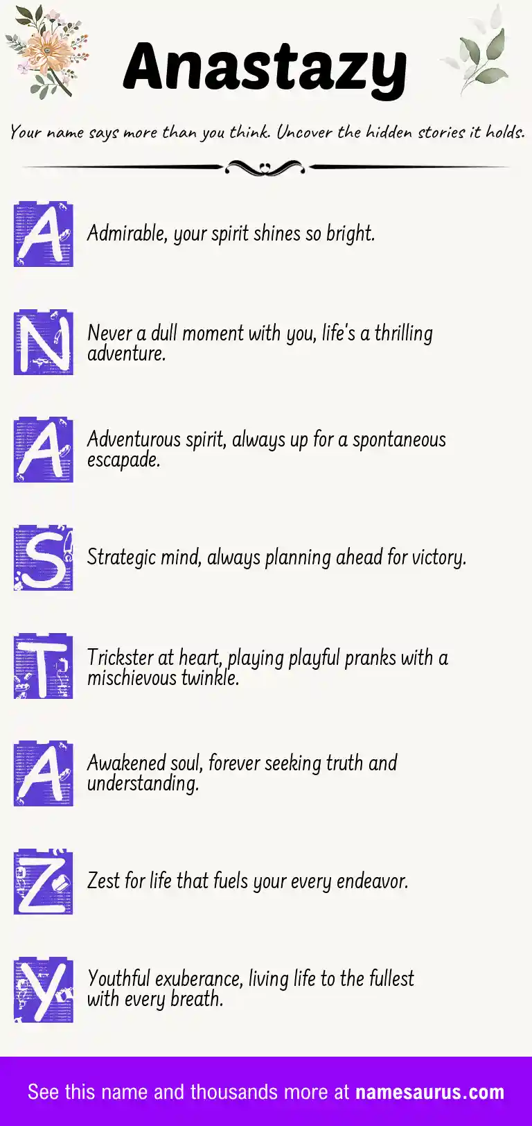 Acrostic poem about Anastazy.