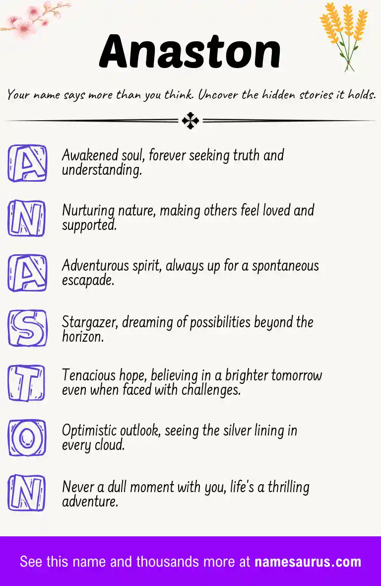 Acrostic poem about Anaston.