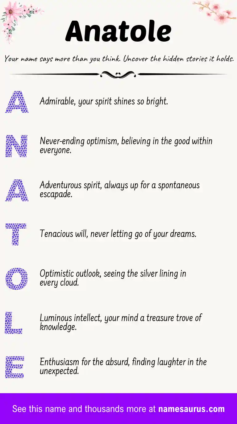 Acrostic poem about Anatole.