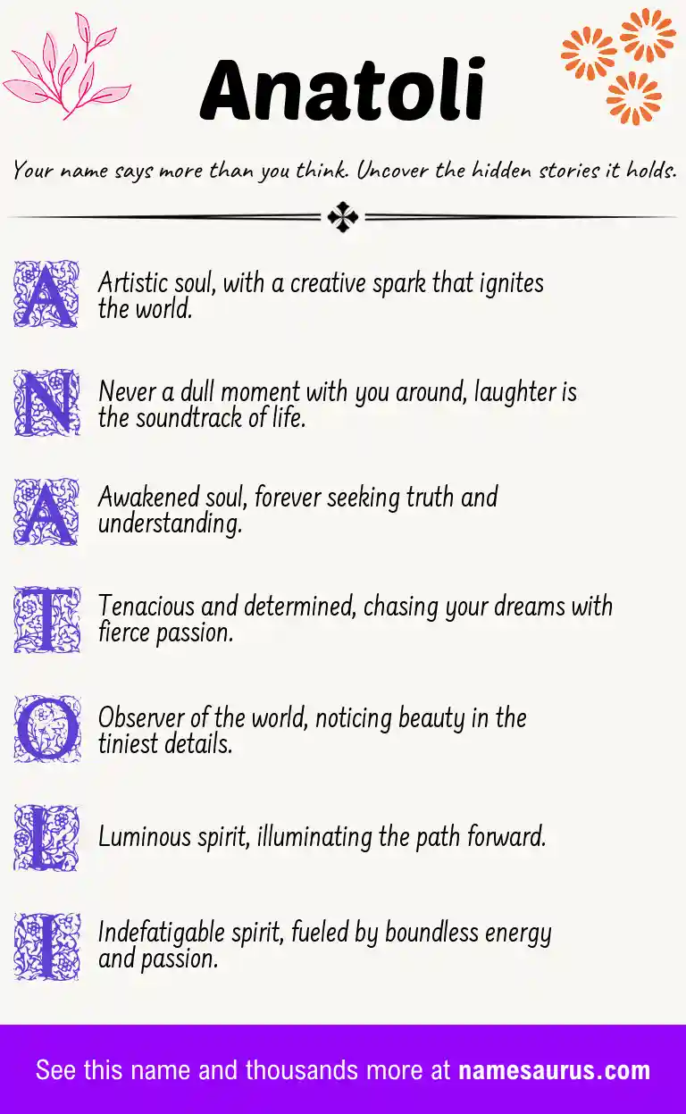 Acrostic poem about Anatoli.