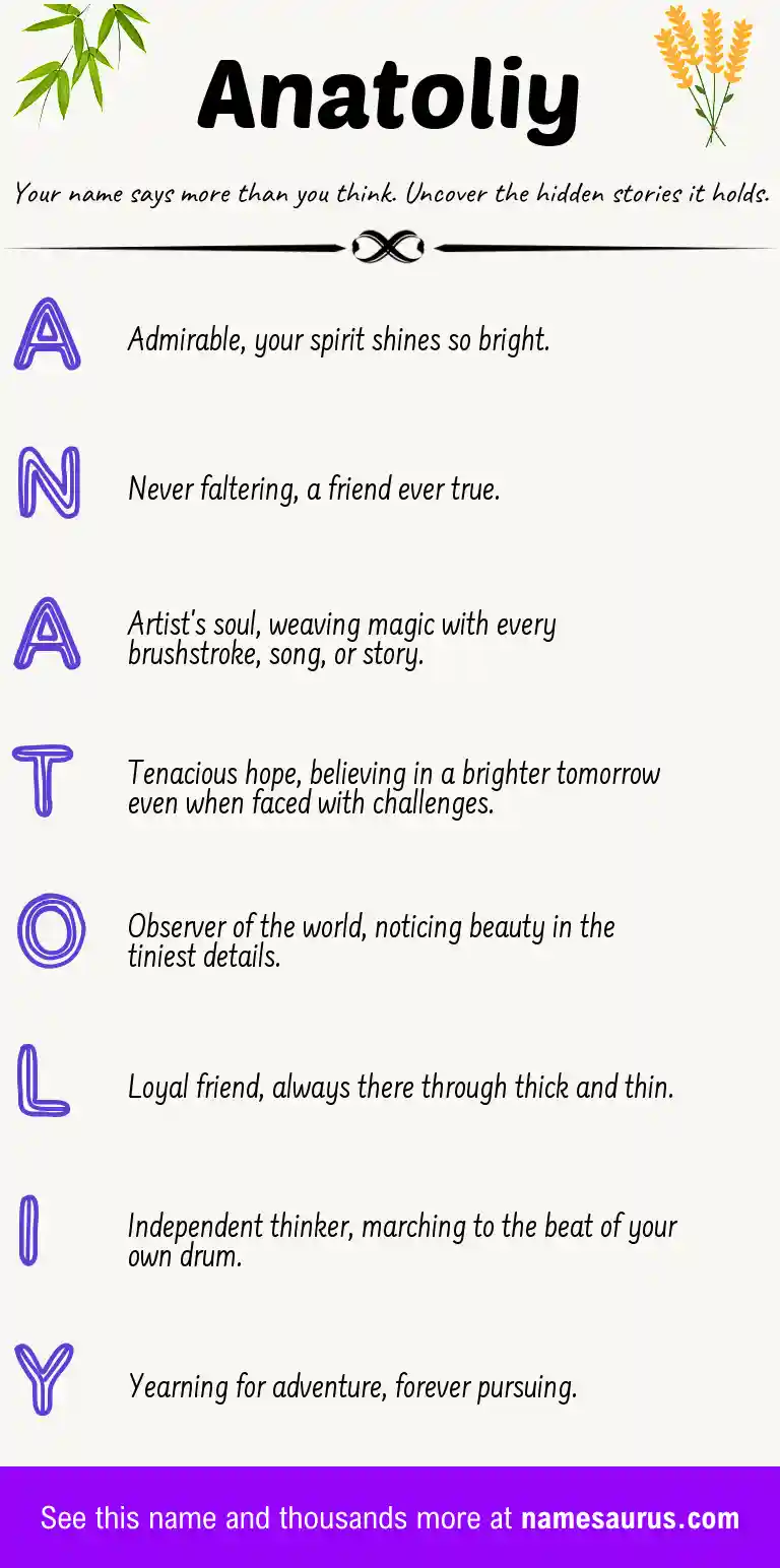 Acrostic poem about Anatoliy.