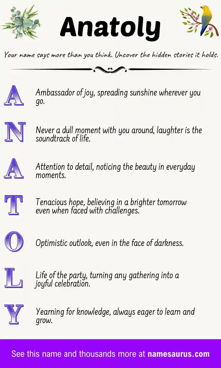 Acrostic poem about Anatoly.
