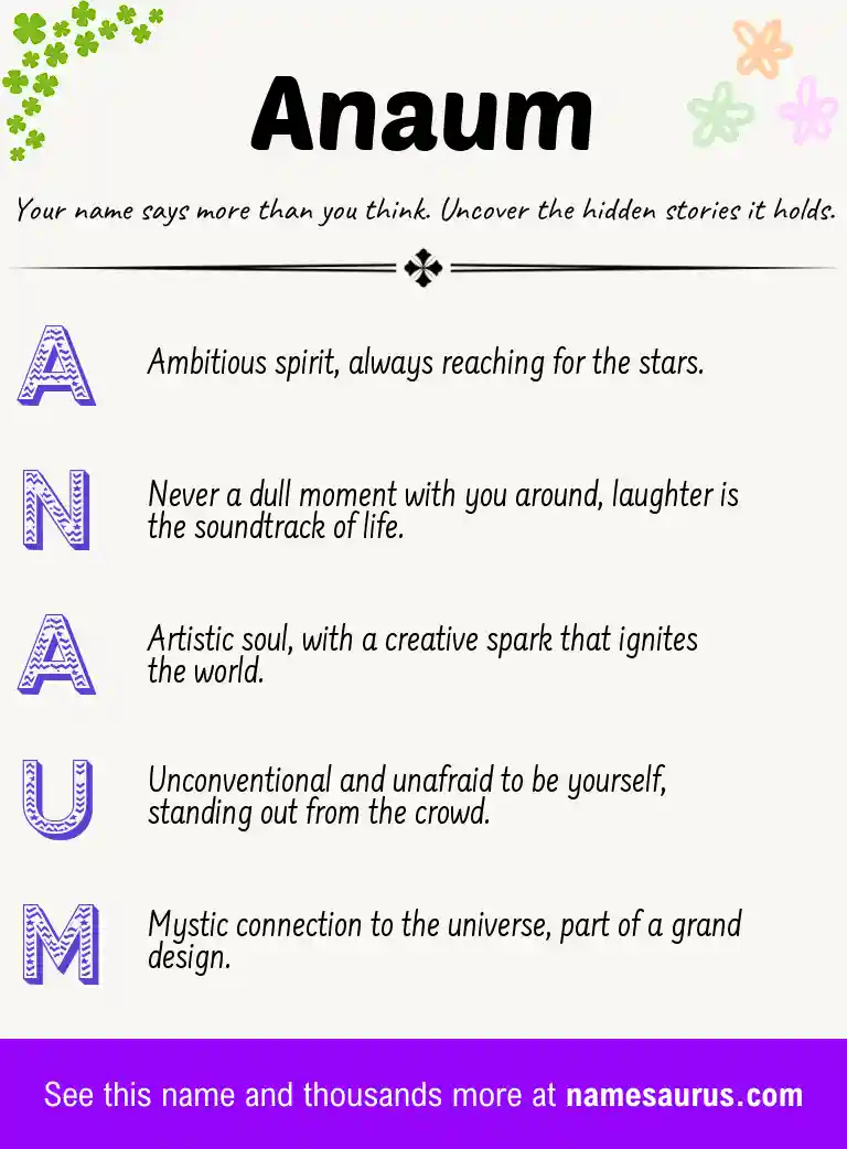 Acrostic poem about Anaum.