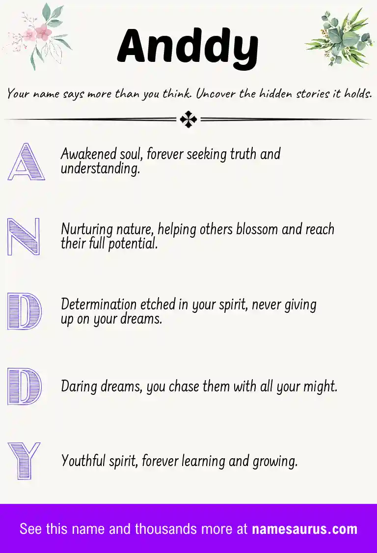Acrostic poem about Anddy.