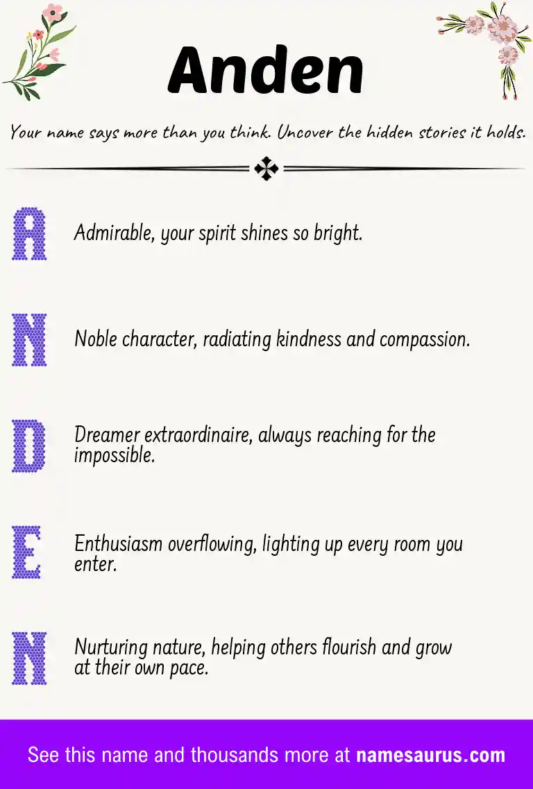 Acrostic poem about Anden.