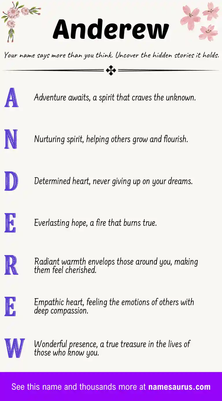 Acrostic poem about Anderew.