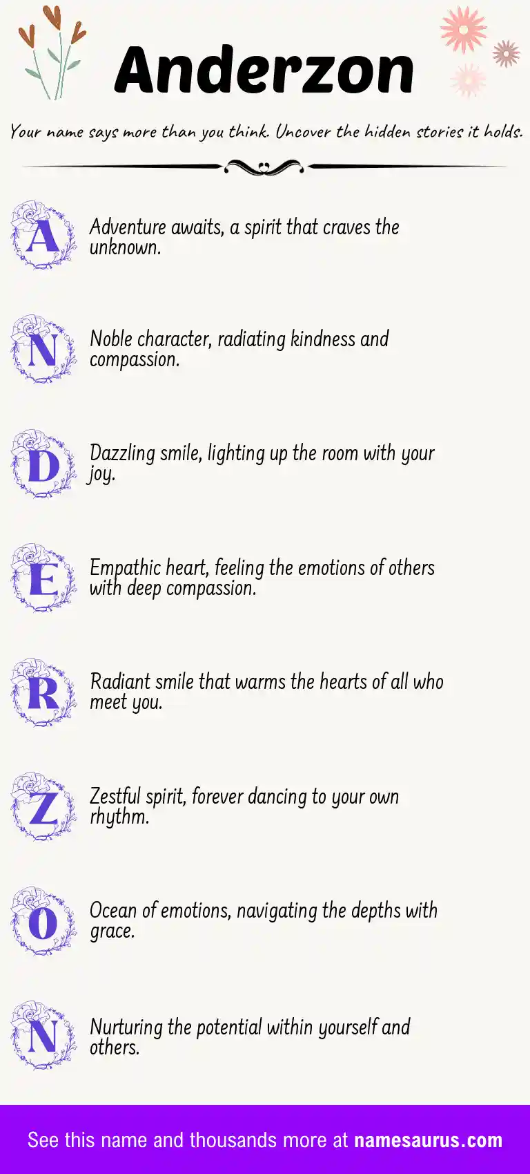 Acrostic poem about Anderzon.